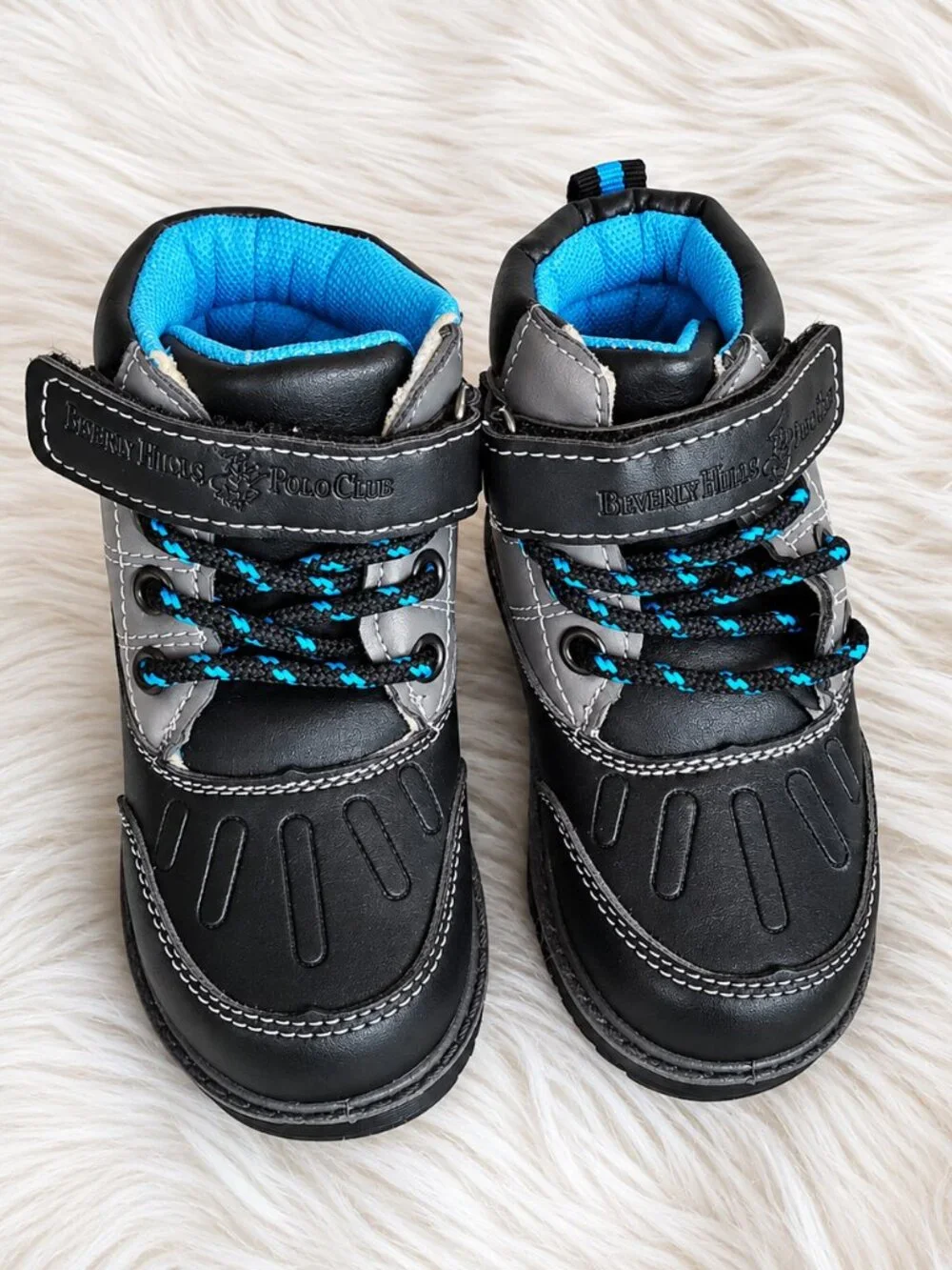 Beverly Hills Boy's Black Polo Club Lace-up Non-Slip Trendy Exeter Boot SZ 5